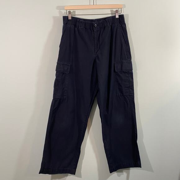 Uniqlo Women Black High Rise Wide Leg Cargo Pants Size L - Picture 1 of 6